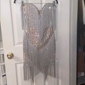 Fringe silver and Nude dress